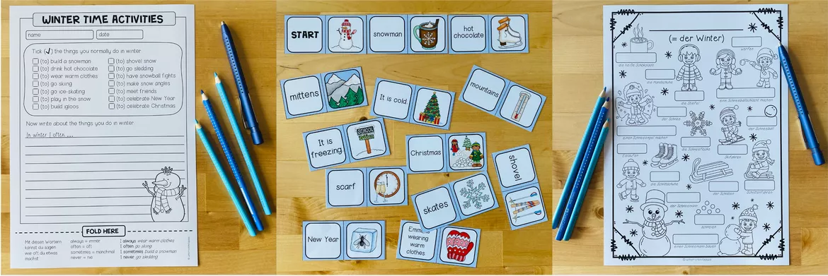 Bild in der Beschreibung des Unterrichtsmaterials Winter Englisch Klasse 3, 4, 5, 6 – Winter Vocabulary, Wortschatz, Arbeitsblätter, Reading Comprehension, Speaking Activities, Spiele, Bildkarten | Materialpaket von Unterrichtmitspass #3