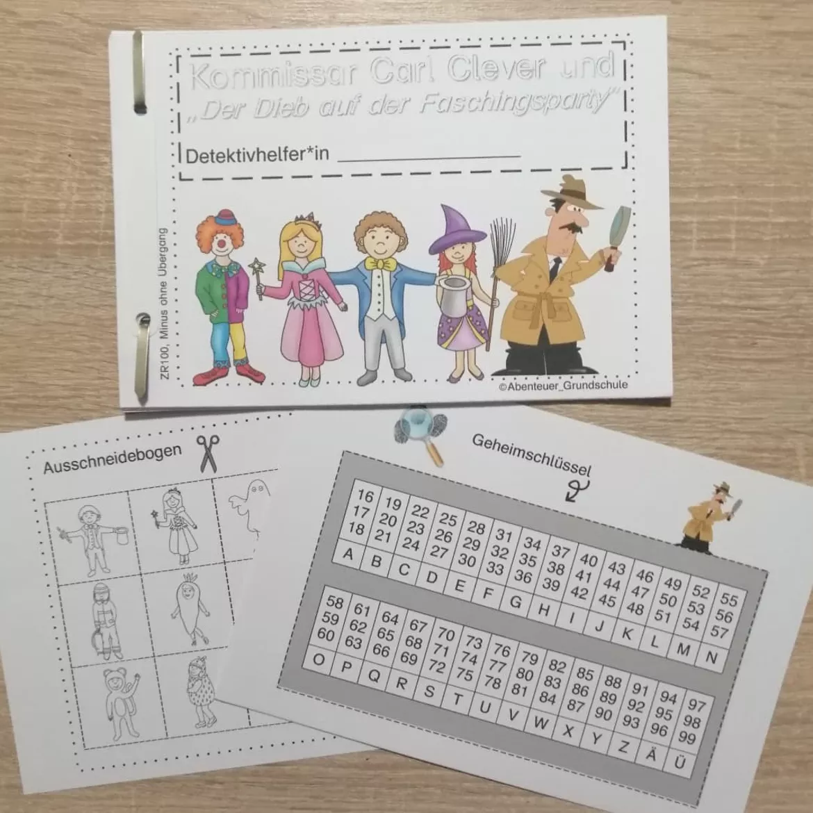 Bild in der Beschreibung des Unterrichtsmaterials Rechnen üben ZR 100 Minus ohne Übergang Kommissar Carl Clever von Abenteuer Grundschule #3