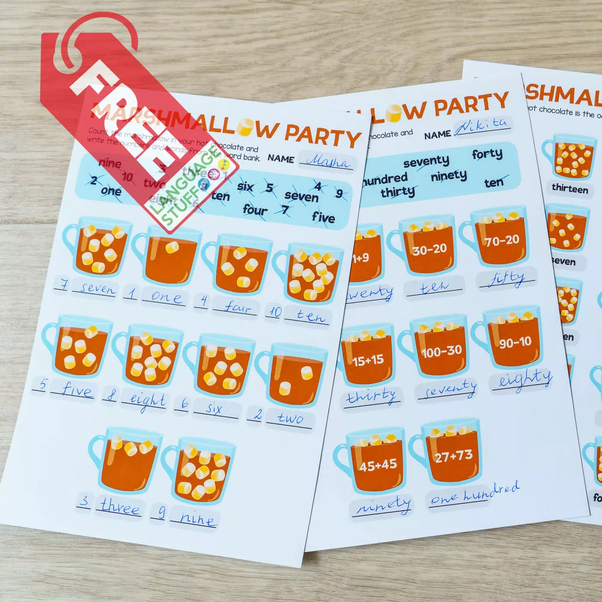 Bild in der Beschreibung des Unterrichtsmaterials Marshmallow Numbers party von Language Stuff #1
