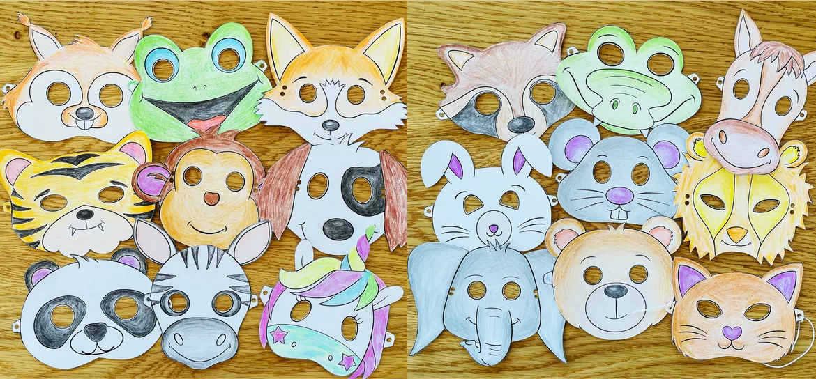 Bild in der Beschreibung des Unterrichtsmaterials Fasching und Karneval – Masken basteln | 18 Tiermasken und Bastelvorlagen 3.–4. Klasse von Unterrichtmitspass #1