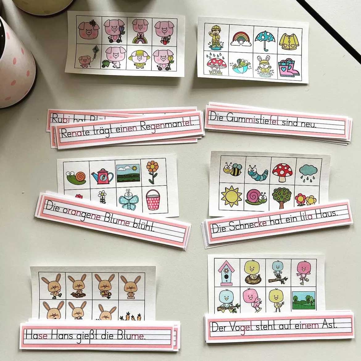Bild in der Beschreibung des Unterrichtsmaterials Sätze lesen & Bilder zuordnen – Deutsch Klasse 1 Frühling von Giraffes_love_school #1
