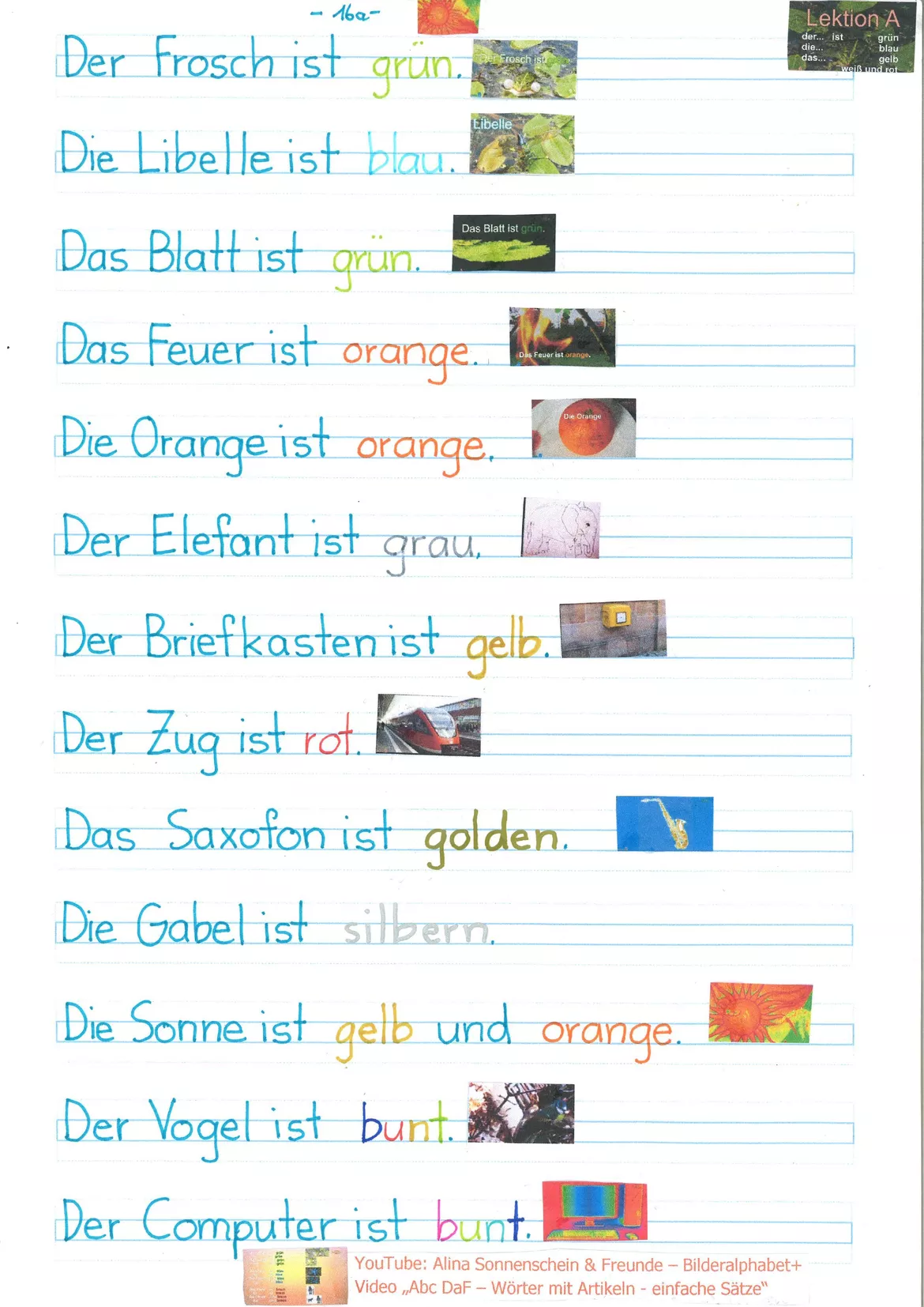 Bild in der Beschreibung des Unterrichtsmaterials Alphabetisierung und Deutsch A1 - 35 Schreibvorlagen mit Bildern und Videos - auch geeignet für LernerInnen aus der Ukraine von Alphabetisierung Deutsch #4
