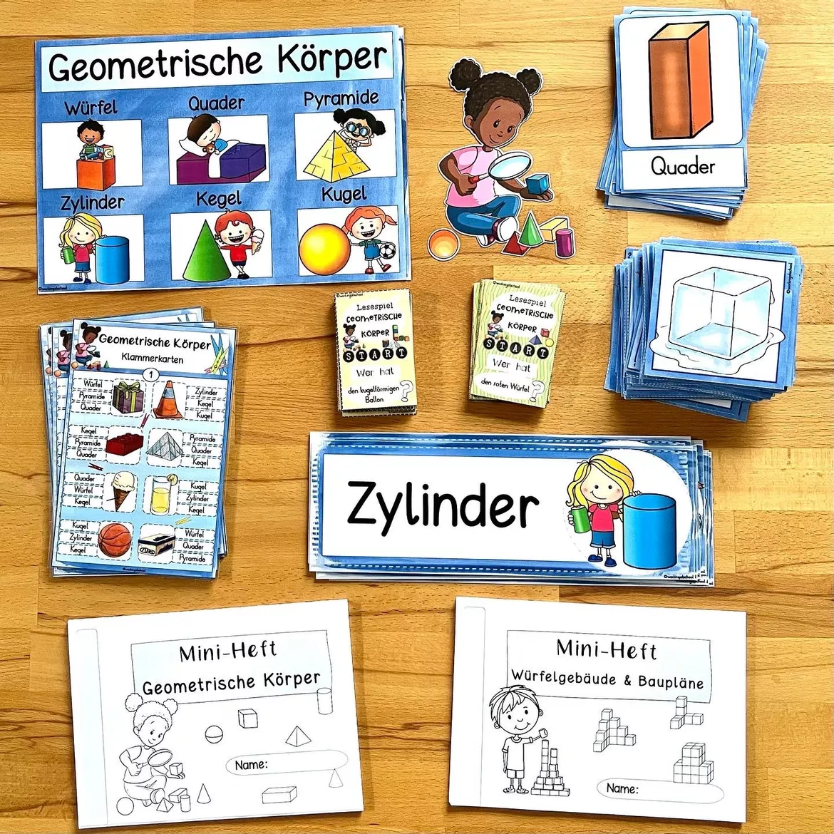 Bild in der Beschreibung des Unterrichtsmaterials Geometrische Körper Materialpaket | Mathematik Klasse 3-4 | Geometrie Grundschule von workingatschool #1