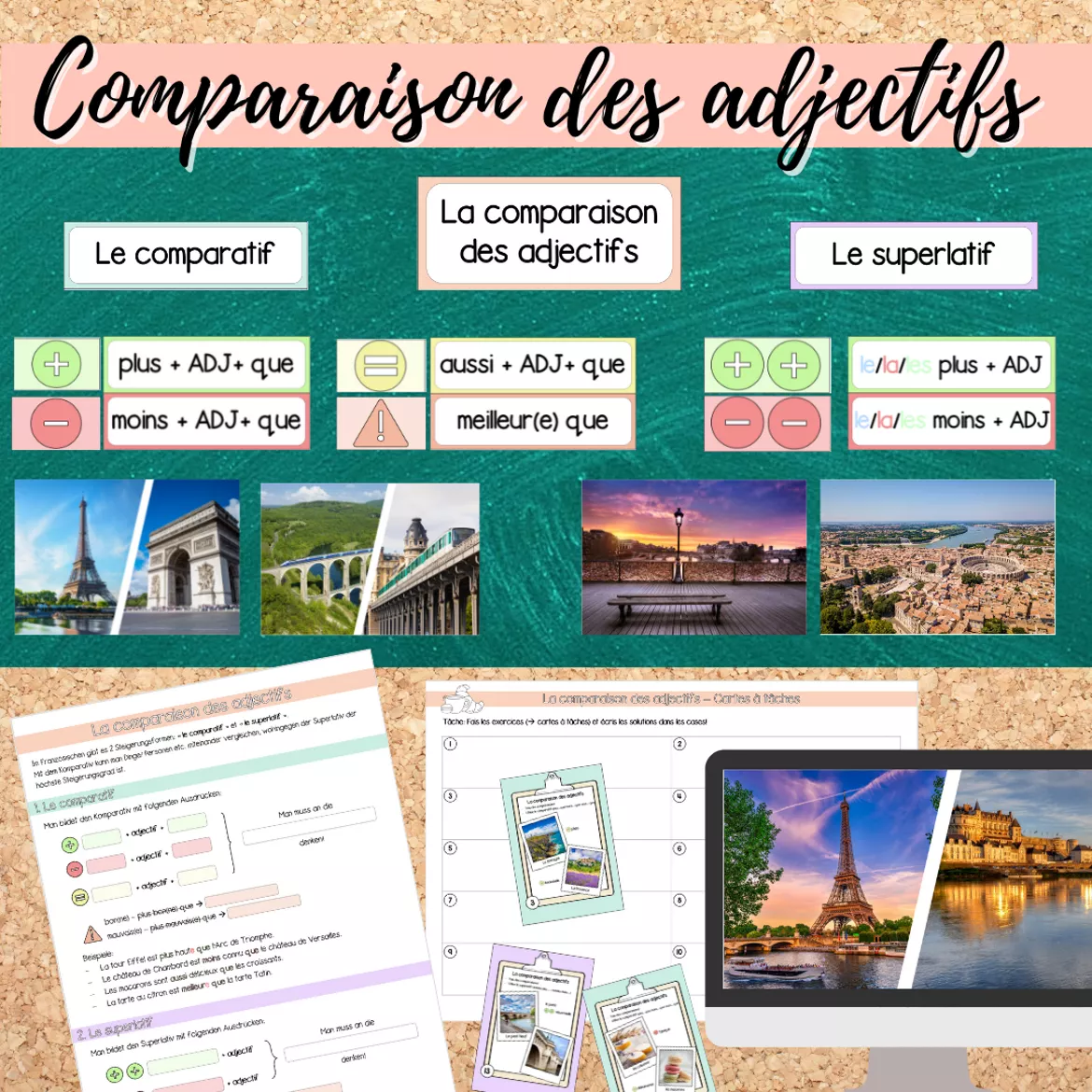 Bild in der Beschreibung des Unterrichtsmaterials Materialpaket: La comparaison des adjectifs (Comparatif/Superlatif) von Mme_Sie #1