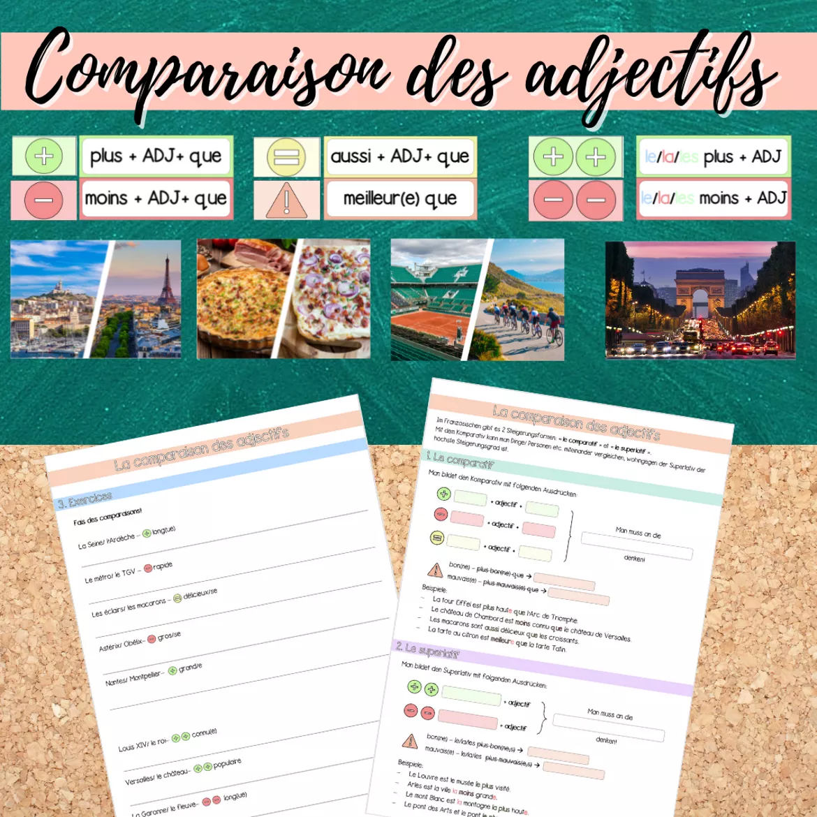 Bild in der Beschreibung des Unterrichtsmaterials Materialpaket: La comparaison des adjectifs (Comparatif/Superlatif) von Mme_Sie #2