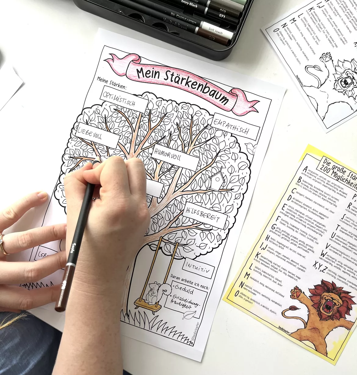 Bild in der Beschreibung des Unterrichtsmaterials Mein Stärkenbaum und Stärkenliste mit 200 Stärken / Selbstbewusstsein von Doodleteacher #2