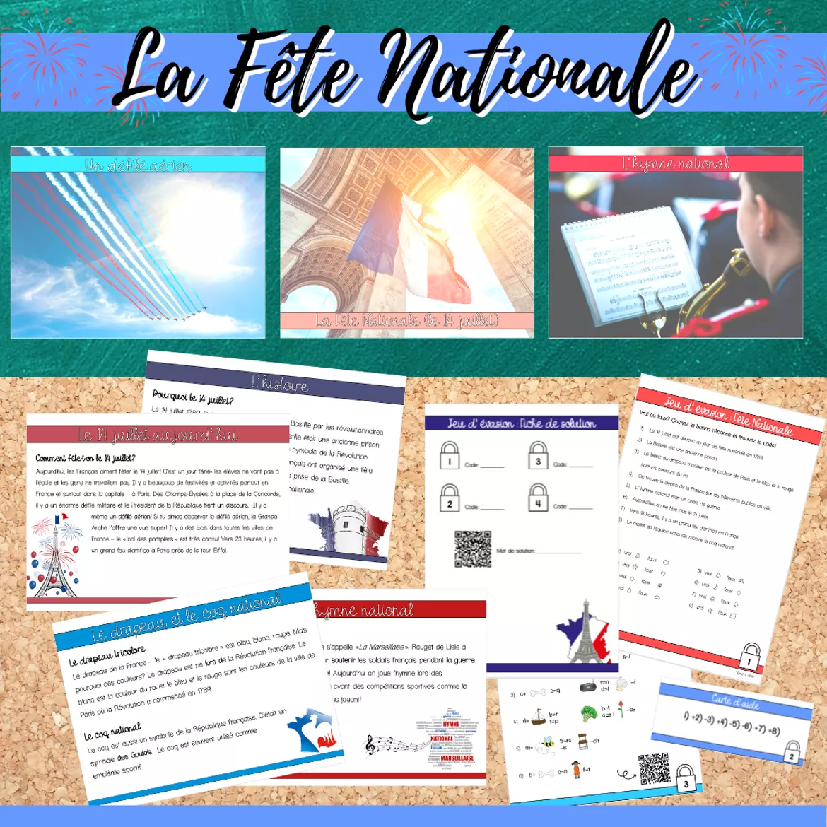 Bild in der Beschreibung des Unterrichtsmaterials Materialpaket: La Fête Nationale/ Le 14 juillet inkl. Escape-Game von Mme_Sie #1