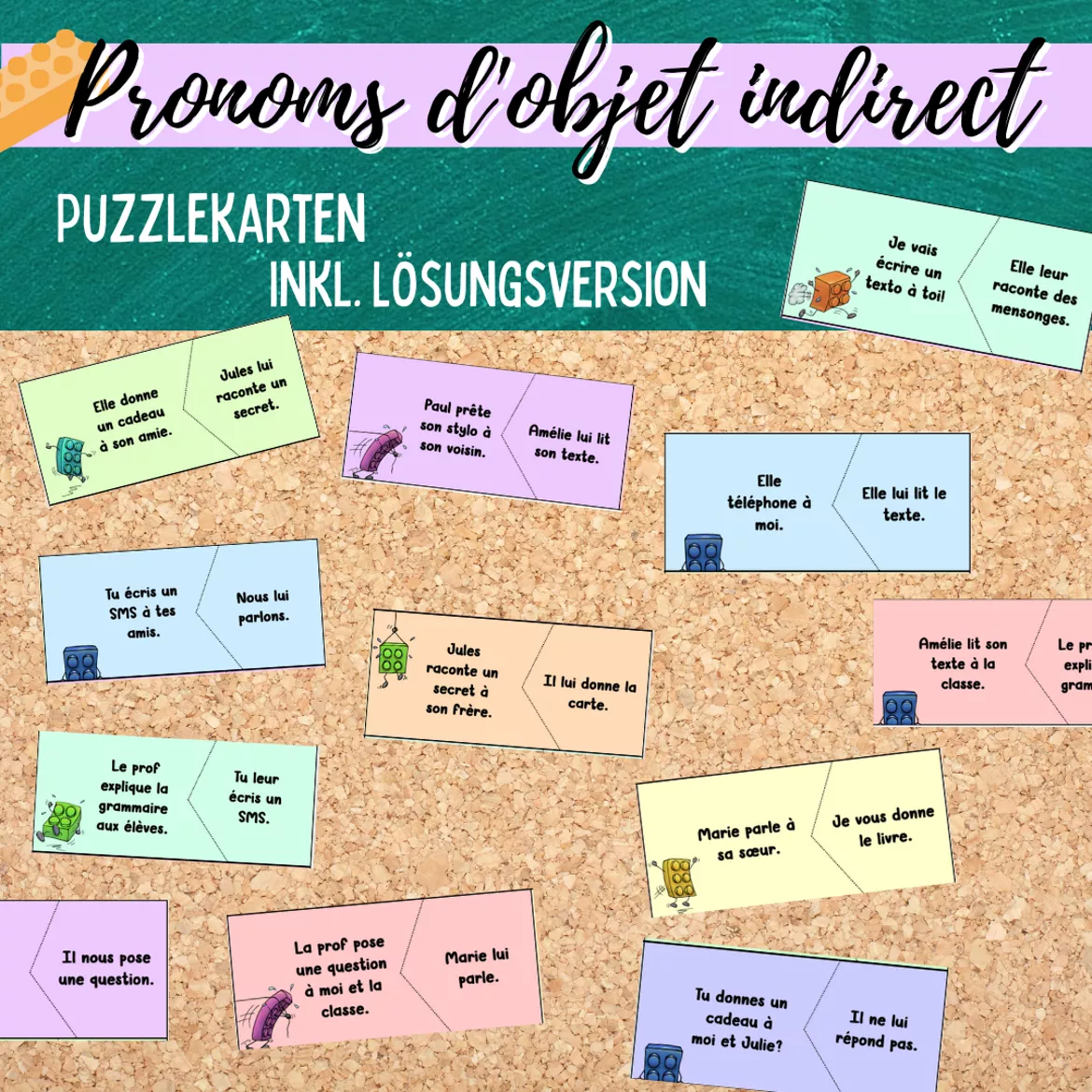 Bild in der Beschreibung des Unterrichtsmaterials Freebie/ Lernpuzzle: Pronoms d