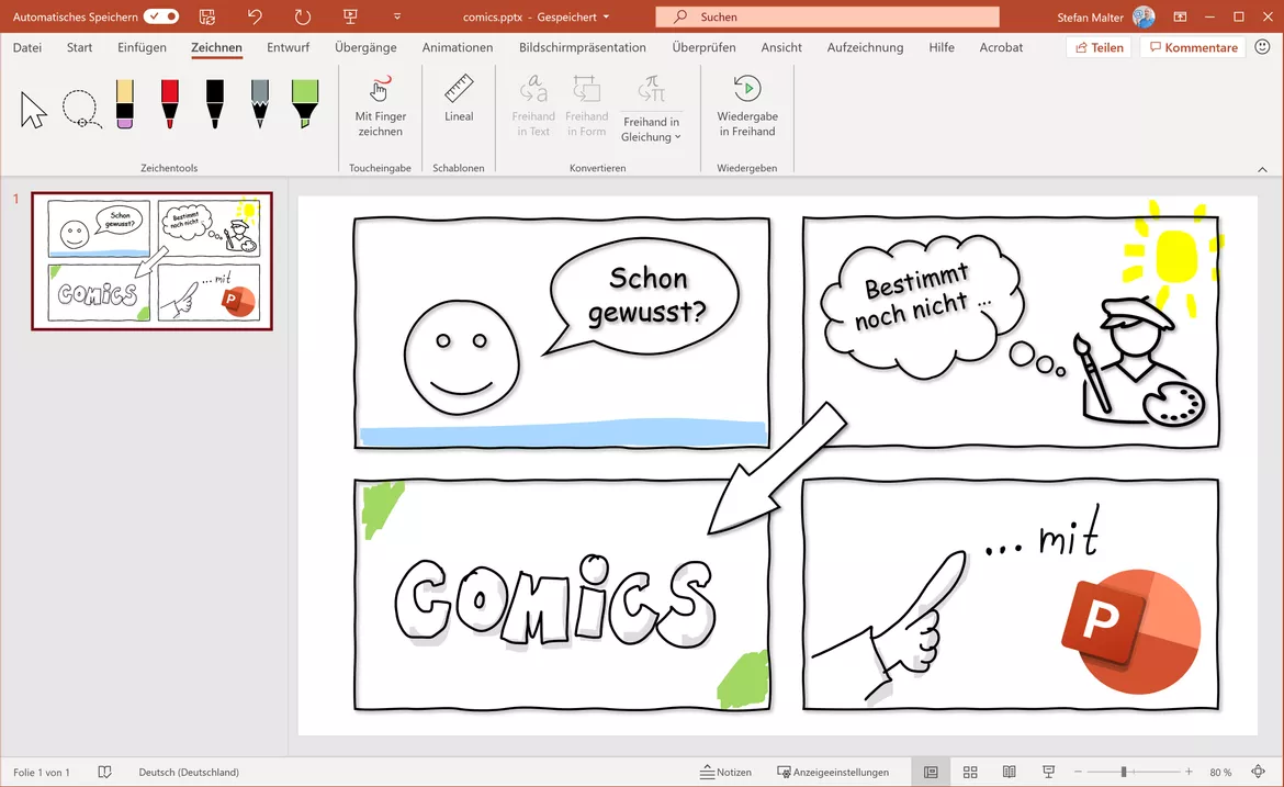 Bild in der Beschreibung des Unterrichtsmaterials Comic erstellen mit PowerPoint - Kurz-Anleitung von Stefan Malter | Malter365.de #1