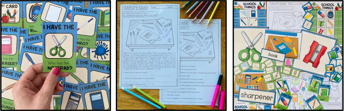 Bild in der Beschreibung des Unterrichtsmaterials SCHOOL THINGS - ENGLISH BUNDLE von MyTeachingFactory #2