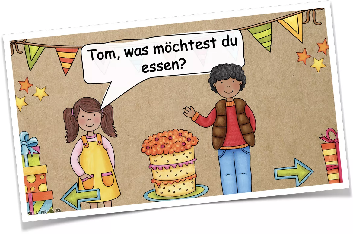Bild in der Beschreibung des Unterrichtsmaterials Geburtstagsparty: Was möchtest du essen von kreativ lernen #1
