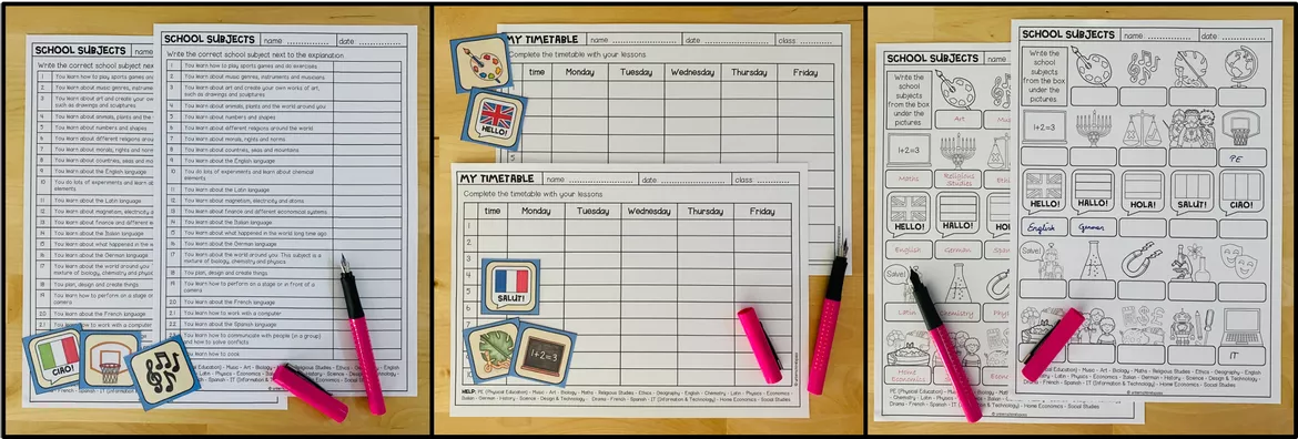 Bild in der Beschreibung des Unterrichtsmaterials SCHOOL SUBJECTS - ENGLISH BUNDLE von MyTeachingFactory #2