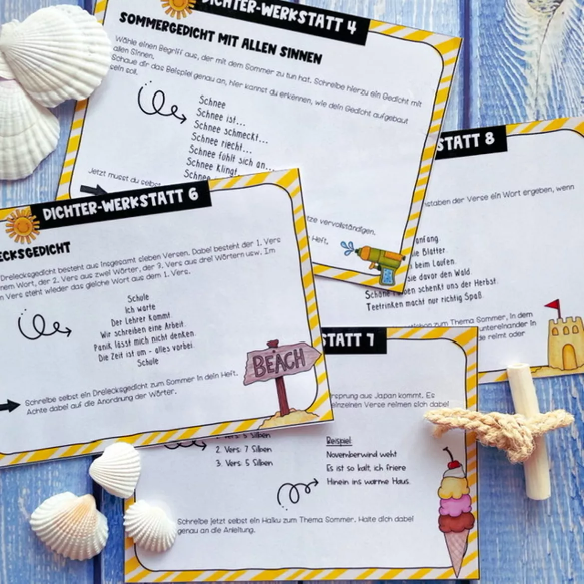 Bild in der Beschreibung des Unterrichtsmaterials Dichter-Werkstatt Sommer - Lerntheke Gedichte von Meine Materialwelt #2