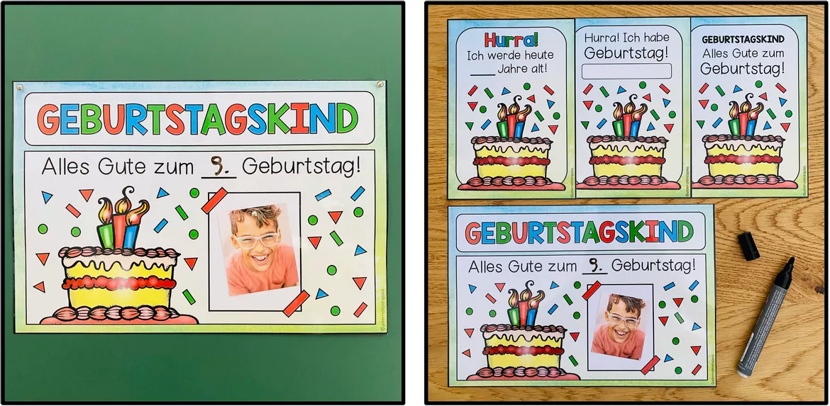 Bild in der Beschreibung des Unterrichtsmaterials Geburtstagsschilder fürs Klassenzimmer | Geburtstagsritual und Classroom Management von Unterrichtmitspass #1