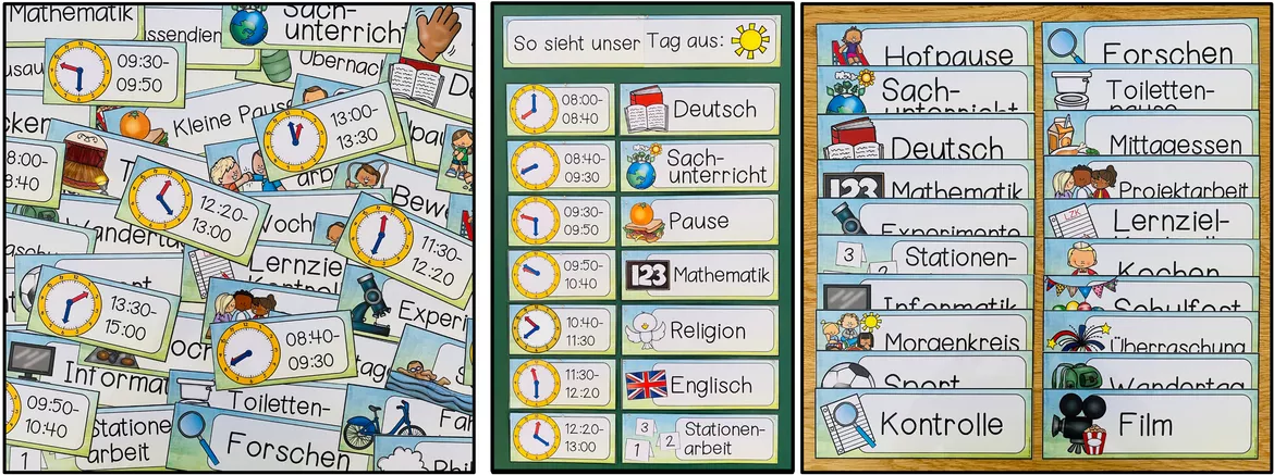 Bild in der Beschreibung des Unterrichtsmaterials Tagestransparenz und Tagesablauf visualisieren | Tafelmaterial Classroom Management 1.–2. Klasse von Unterrichtmitspass #1