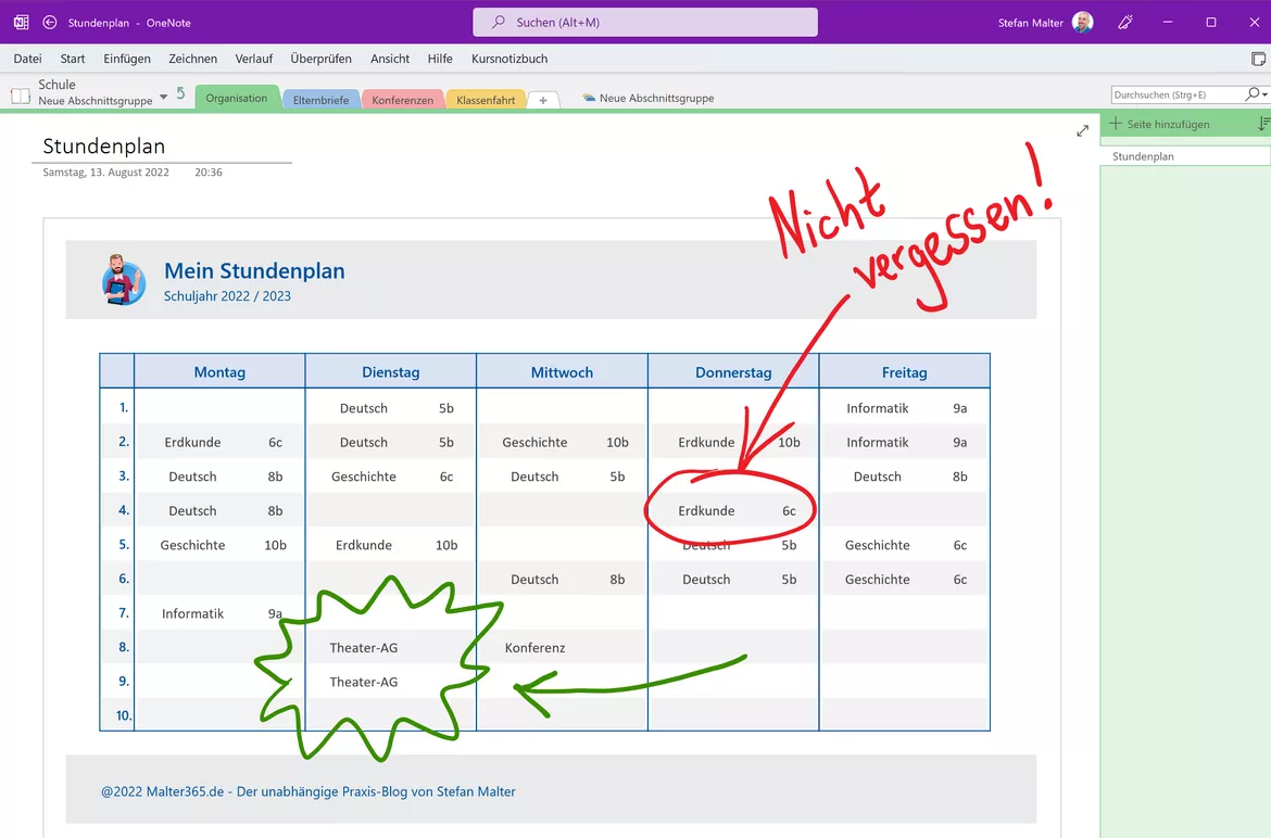 Bild in der Beschreibung des Unterrichtsmaterials Stundenplan-Tool zum Ausfüllen und Ausdrucken mit Microsoft Access von Stefan Malter | Malter365.de #1
