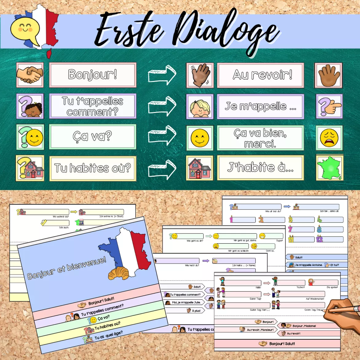 Bild in der Beschreibung des Unterrichtsmaterials BUNDLE: Bonjour! (Erste Dialoge/Anfangsunterricht) von Mme_Sie #1