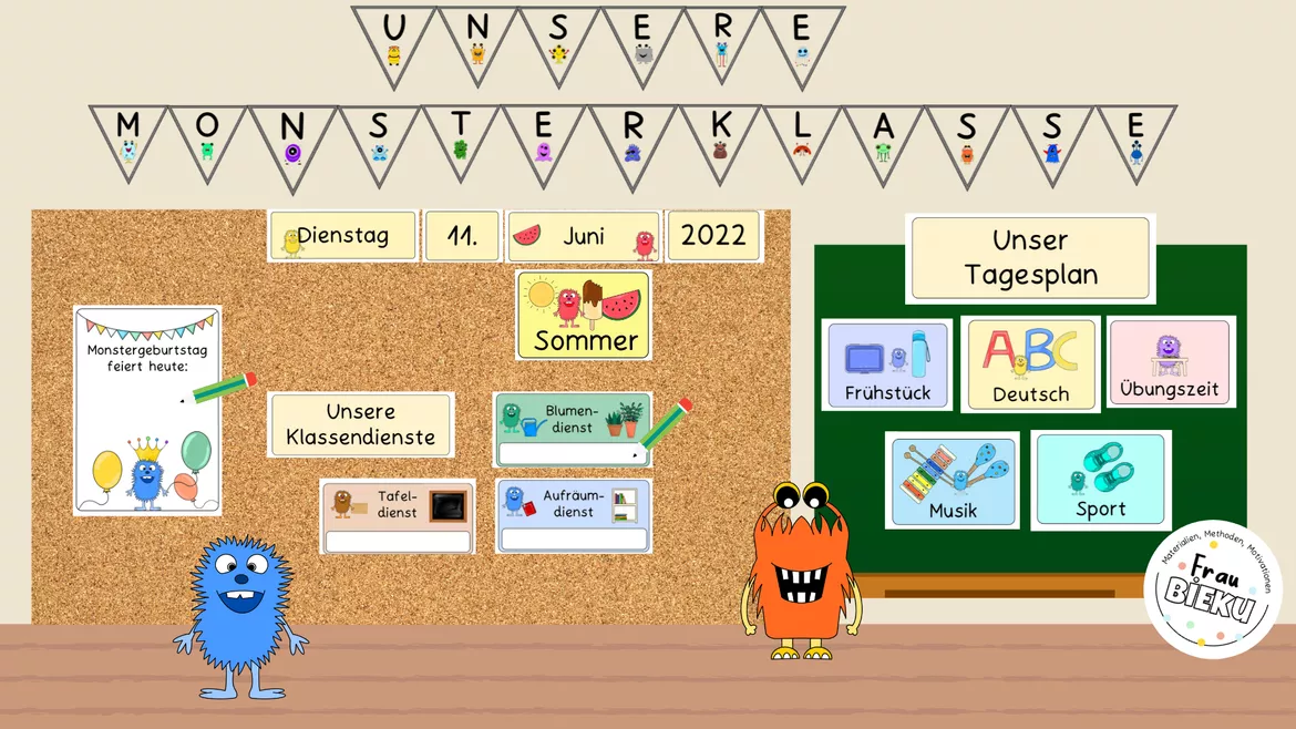Bild in der Beschreibung des Unterrichtsmaterials Materialpaket Klassenmotto Mottoklasse Klassenmaskottchen Monster von Frau Bieku #1