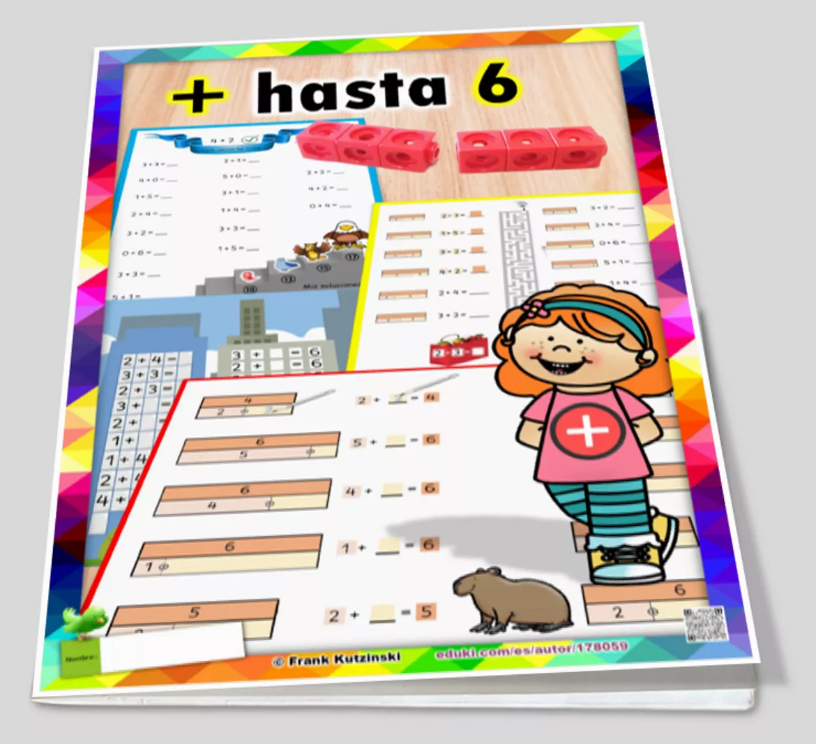 Bild in der Beschreibung des Unterrichtsmaterials + hasta 6 (La descomposición ayuda a la adición a 6) von Escollos #1