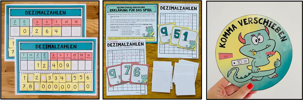 Bild in der Beschreibung des Unterrichtsmaterials Dezimalzahlen 5. Klasse, Dezimalzahlen Übungen, Kommazahlen, Stellenwerttafel, Dezimalzahlen vergleichen, ordnen, runden, addieren, subtrahieren, multiplizieren, dividieren, Mathe Arbeitsblätter | Materialpaket von Unterrichtmitspass #2