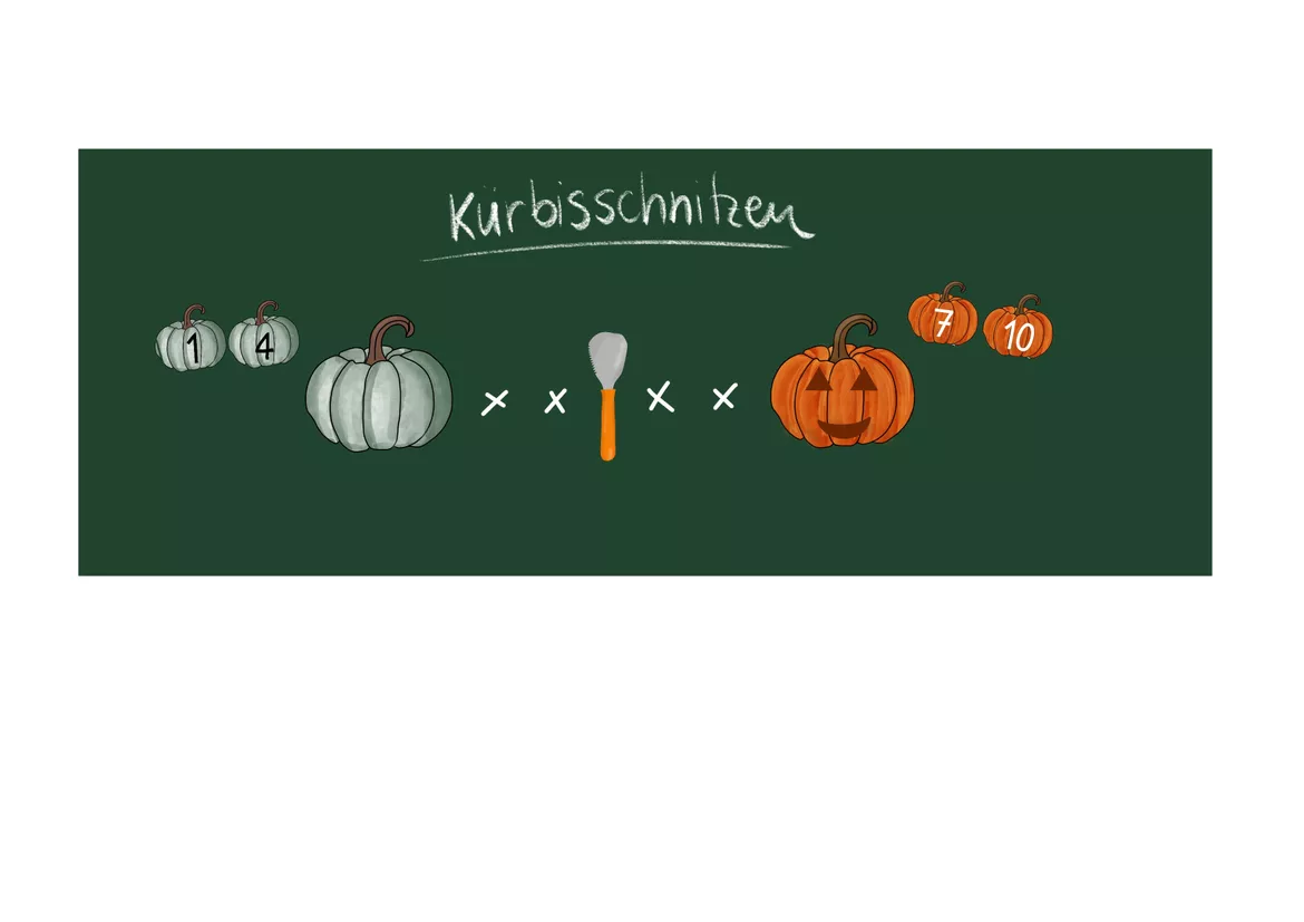 Bild in der Beschreibung des Unterrichtsmaterials Tafel-Spiel Kürbisschnitzen/ Halloween • Tafelfussball Variante von misserena #1