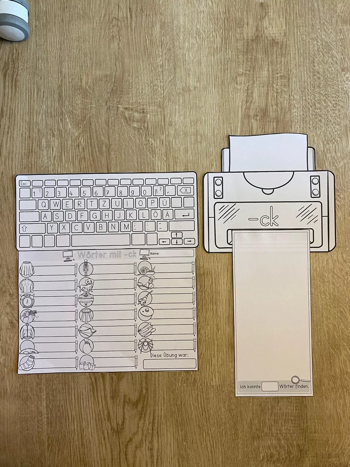 Bild in der Beschreibung des Unterrichtsmaterials Wörter mit ck - Lernwerkstatt mit Bastelvorlagen - auch als Stationsarbeit von Odd Bird & Company #1