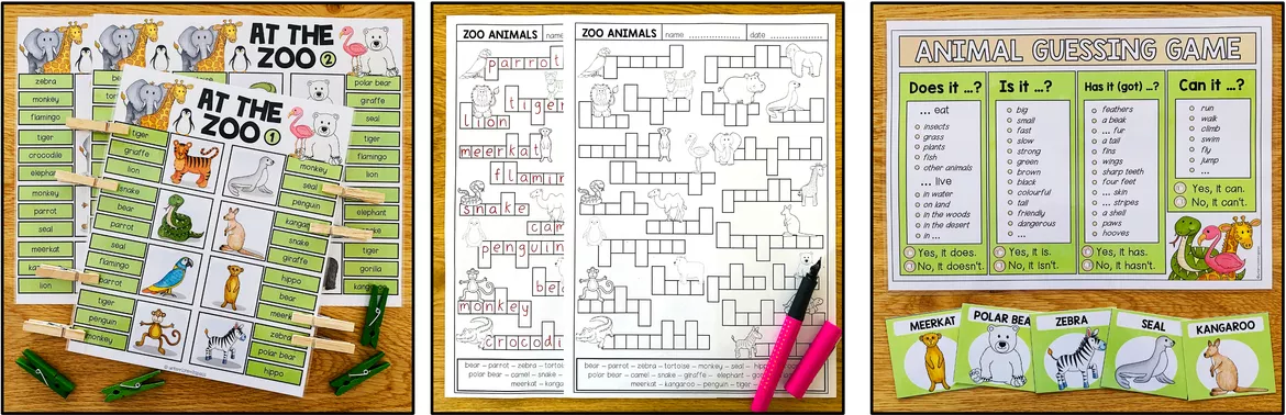 Bild in der Beschreibung des Unterrichtsmaterials Zoo Animals Englisch – Zootiere, Tiere im Zoo, Zoo Animals Vocabulary, Wortschatz, Reading, Leseverstehen, Speaking, Writing | Materialpaket, Lernspiele, Arbeitsblätter 3., 4., 5. Klasse, Grundschule, Sekundarstufe von Unterrichtmitspass #3