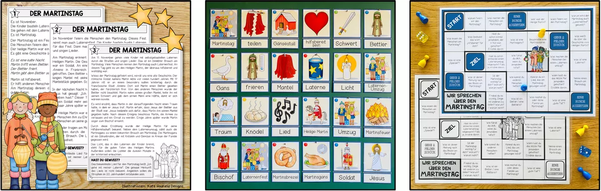 Bild in der Beschreibung des Unterrichtsmaterials Sankt Martin & Martinstag – Lesetexte, Spiele & Laterne | Materialpaket von Unterrichtmitspass #3