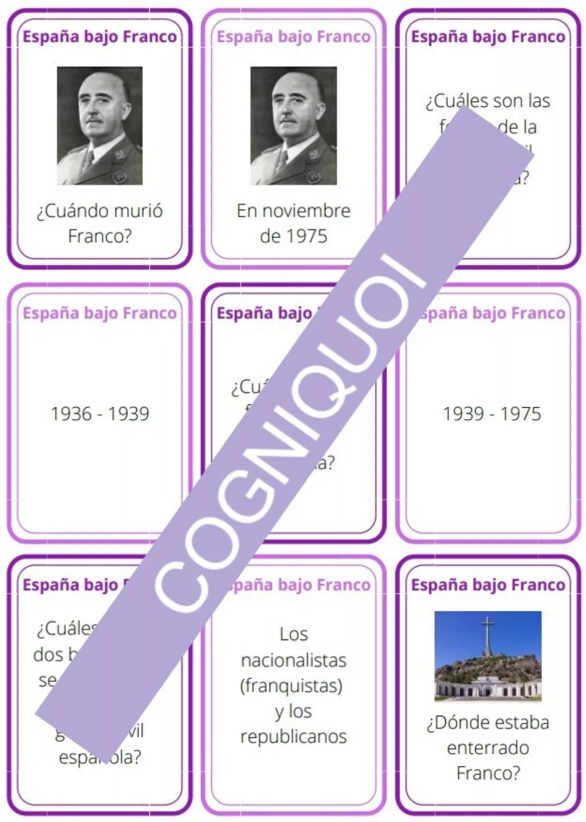 Bild in der Beschreibung des Unterrichtsmaterials Flashcards - Guerra civil von cogniquoi #1