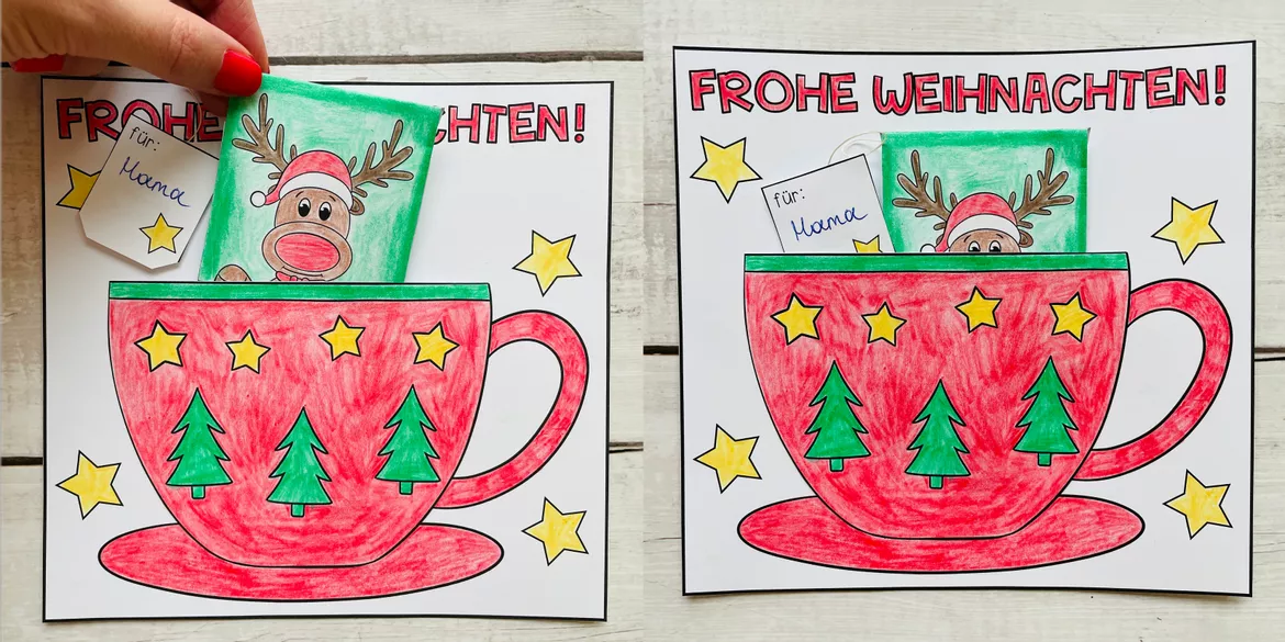 Bild in der Beschreibung des Unterrichtsmaterials Teetasse - Weihnachtsgruß (Bastelvorlage) von Unterrichtmitspass #2