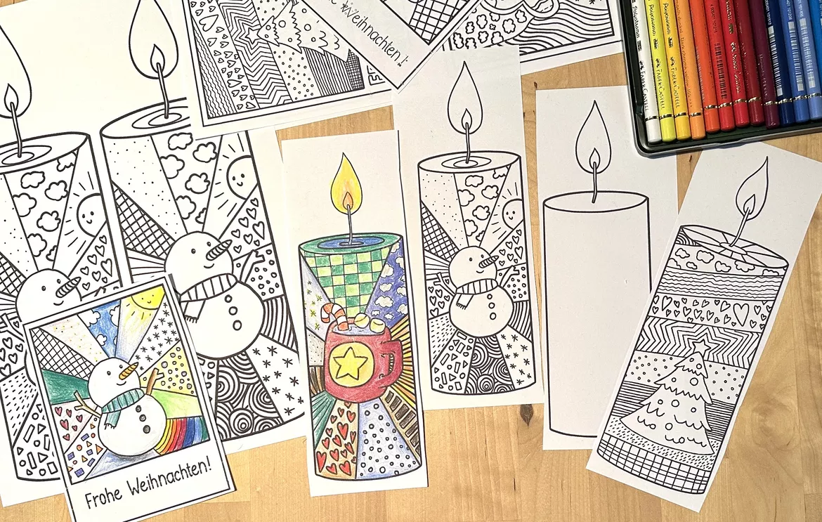 Bild in der Beschreibung des Unterrichtsmaterials Weihnachtskerzen - Pop-Art Ausmalbilder / Weihnachten von Doodleteacher #1