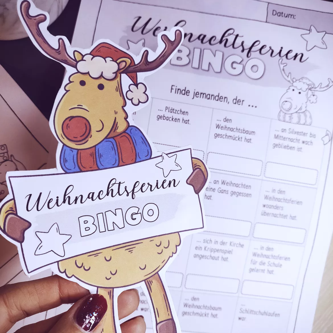 Bild in der Beschreibung des Unterrichtsmaterials Weihnachtsferien Bingo | Spiel | Neujahr Silvester von Papillionis #1