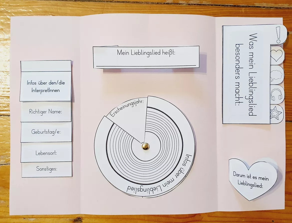 Bild in der Beschreibung des Unterrichtsmaterials Mini Lapbook "Mein Lieblingslied" von pausen.party #1