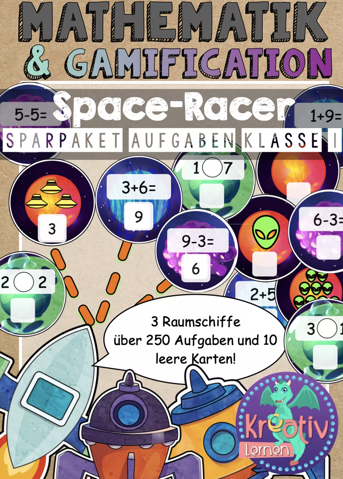 Bild in der Beschreibung des Unterrichtsmaterials Materialpaket Mathematik: Space Racer für Klasse 1 von kreativ lernen #1