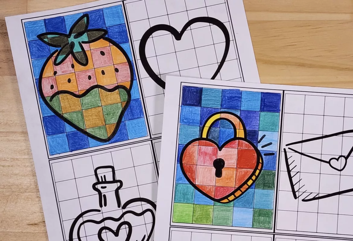 Bild in der Beschreibung des Unterrichtsmaterials Pixelbilder: Valentinstag & Freundschaft von kreativ lernen #1