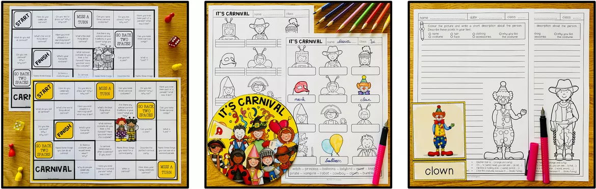 Bild in der Beschreibung des Unterrichtsmaterials CARNIVAL - English Bundle (Carnival in English lessons) von MyTeachingFactory #4