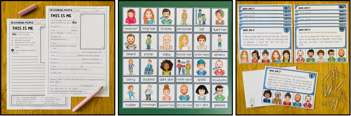 Bild in der Beschreibung des Unterrichtsmaterials DESCRIBING PEOPLE - ENGLISH BUNDLE von MyTeachingFactory #2
