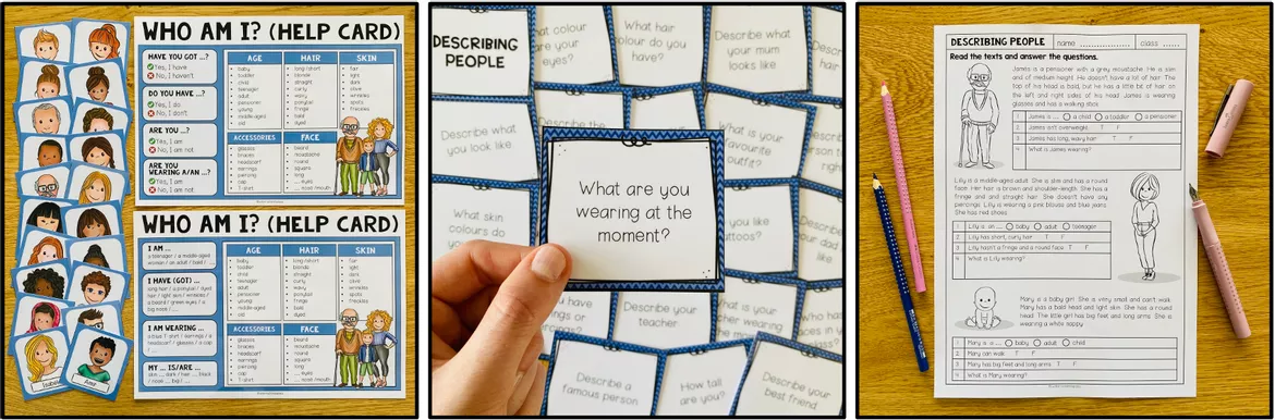 Bild in der Beschreibung des Unterrichtsmaterials DESCRIBING PEOPLE - ENGLISH BUNDLE von MyTeachingFactory #3