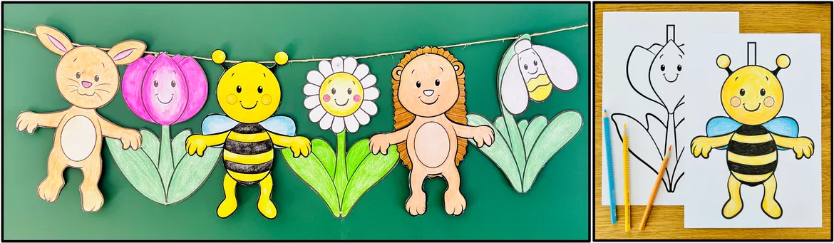 Bild in der Beschreibung des Unterrichtsmaterials Frühling – Girlande basteln | Bastelvorlagen und Frühlingsdeko 3.–4. Klasse von Unterrichtmitspass #1