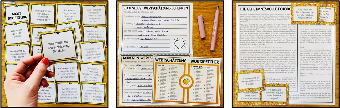 Bild in der Beschreibung des Unterrichtsmaterials Wertschätzung und respektvoller Umgang – Soziales Lernen, Selbstwert, Komplimente, positives Miteinander | Unterrichtseinheit, Arbeitsblatt, Lapbook, Geschichte, Lernspiele 4., 5. Klasse, Grundschule, Sekundarstufe von Unterrichtmitspass #2