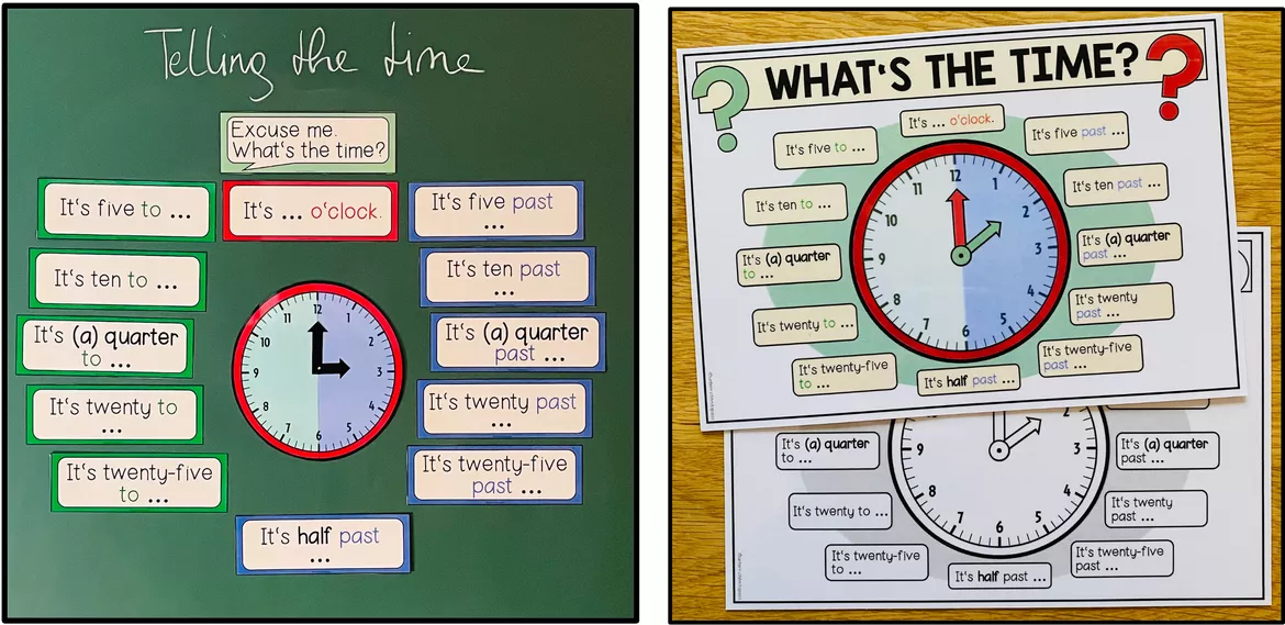 Bild in der Beschreibung des Unterrichtsmaterials TELLING THE TIME – Uhrzeiten auf Englisch | Materialpaket von Unterrichtmitspass #1