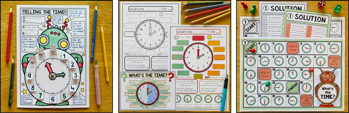 Bild in der Beschreibung des Unterrichtsmaterials TELLING THE TIME – Uhrzeiten auf Englisch | Materialpaket von Unterrichtmitspass #2