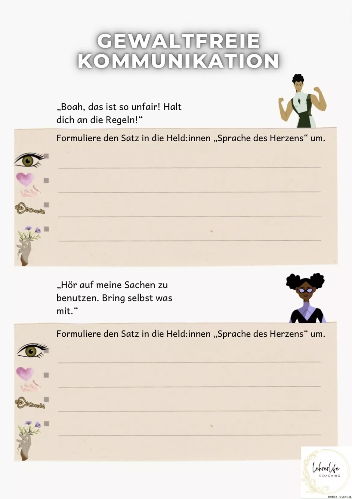 Bild in der Beschreibung des Unterrichtsmaterials Gewaltfreie Kommunikation Übungen für die Sekundarstufe Interactive #Silvesterknaller23 von Johanna Dorra-Saraval #1