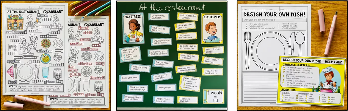 Bild in der Beschreibung des Unterrichtsmaterials At the restaurant – English Bundle (lesson plan included) von MyTeachingFactory #2