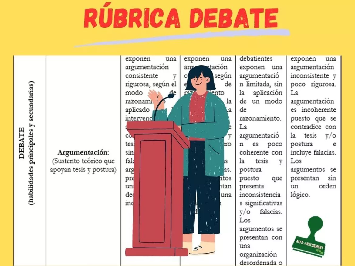 Bild in der Beschreibung des Unterrichtsmaterials Rúbricas Debate Lenguaje von Alfa-Assessment #1