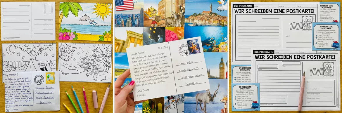 Bild in der Beschreibung des Unterrichtsmaterials Postkarte schreiben Klasse 4, 5, Aufbau, Schreibanlässe, Arbeitsblätter, Schreibvorlagen | Lernwerkstatt Deutsch von Unterrichtmitspass #2