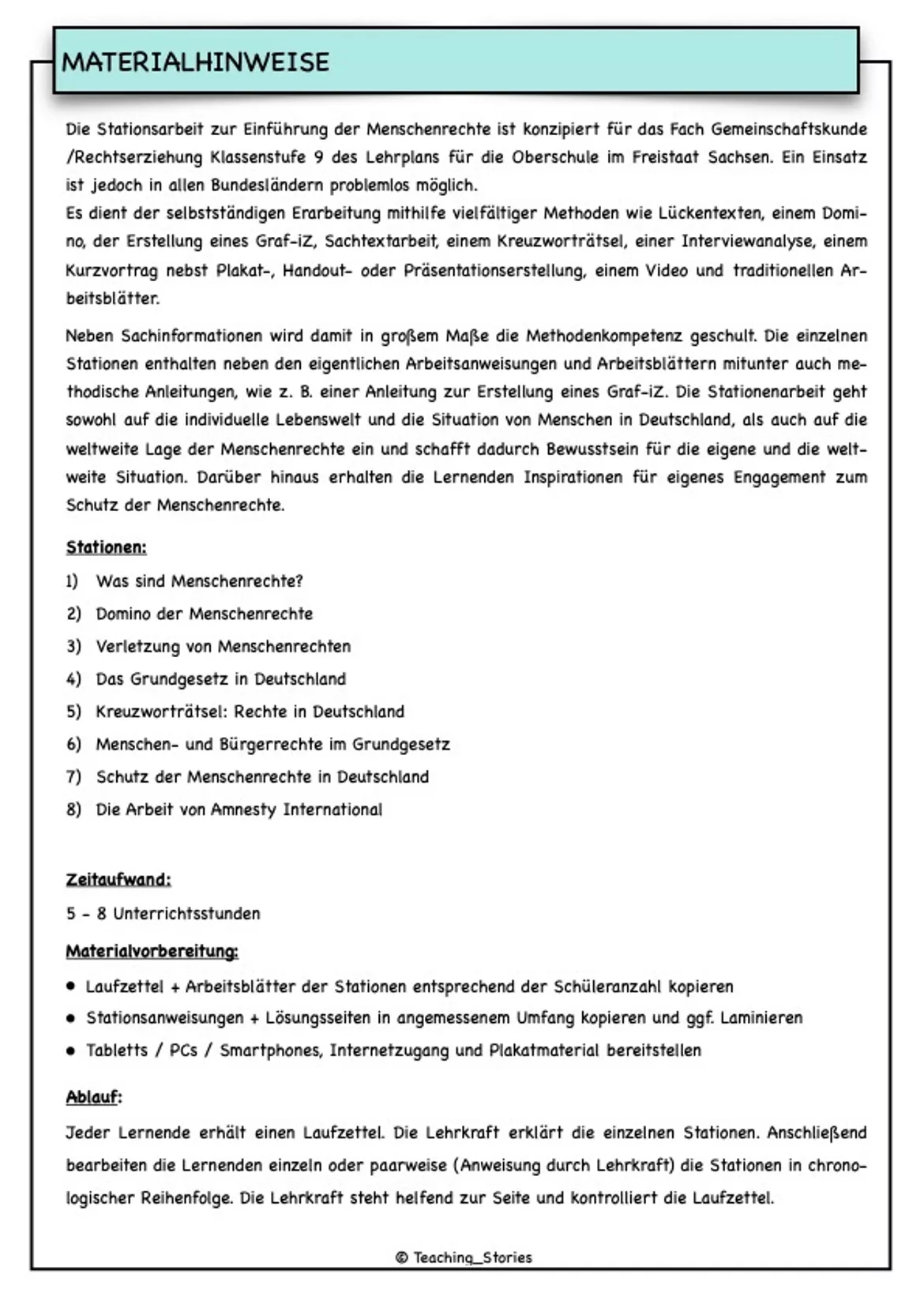 Bild in der Beschreibung des Unterrichtsmaterials Stationenlernen Menschenrechte (inkl. Lösungen) von BildungFürAlle #1