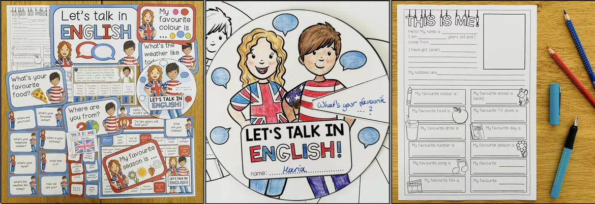 Bild in der Beschreibung des Unterrichtsmaterials Nice to meet you Englisch – erste Dialoge auf Englisch, Anfangsunterricht, English for Beginners, Speaking, Conversation, Reading, Writing, Kennenlernen | Arbeitsblätter, Lernspiele, Sprechkarten, Dialoge, Materialpaket 2., 3., 4., 5. Klasse, Grundschule von Unterrichtmitspass #2