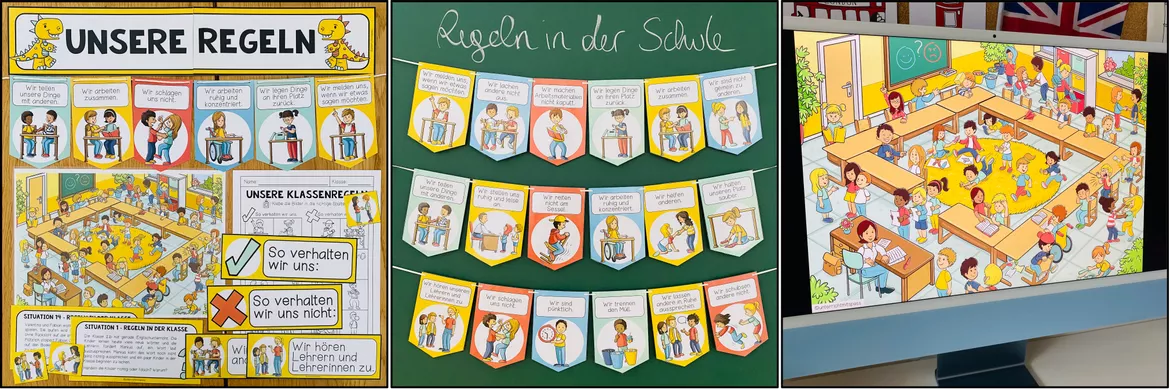 Bild in der Beschreibung des Unterrichtsmaterials Klassenregeln Grundschule, Verhalten in der Schule, Schulregeln, Regeln im Klassenzimmer, soziales Lernen, gutes Verhalten, Klassengemeinschaft, Regelplakate | Materialpaket von Unterrichtmitspass #1