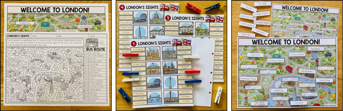 Bild in der Beschreibung des Unterrichtsmaterials London Englisch, London Sehenswürdigkeiten, Landeskunde England, UK, British Culture, Arbeitsblätter, Lesetexte, Reading Comprehension, Wortschatz, Speaking Activities, Englisch Übungen | Materialpaket Klasse 5, 6, 7, 8 von Unterrichtmitspass #4